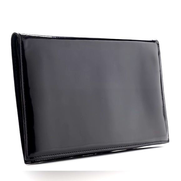 Chanel Wallet Patent Leather Yen Flap Long Bifold Black Silver Hardware CC w/Box - Picture 4 of 13